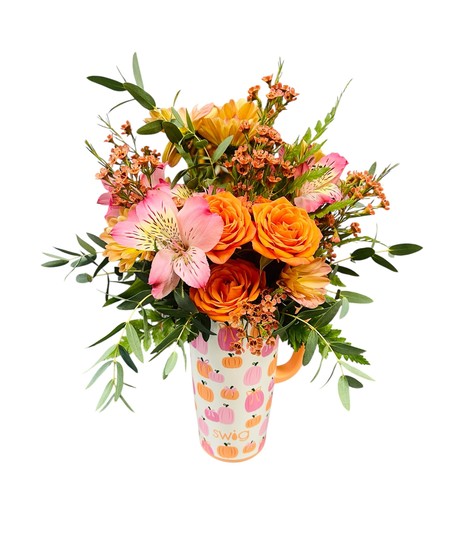 Pumpkins & Bows Swig Mug Arrangement