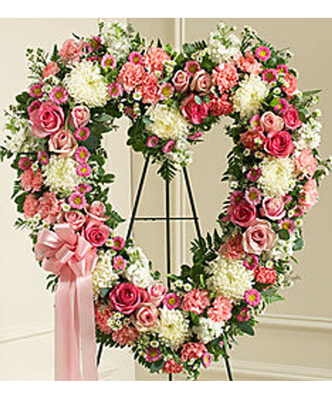 Always Remember Pink Floral Standing Heart